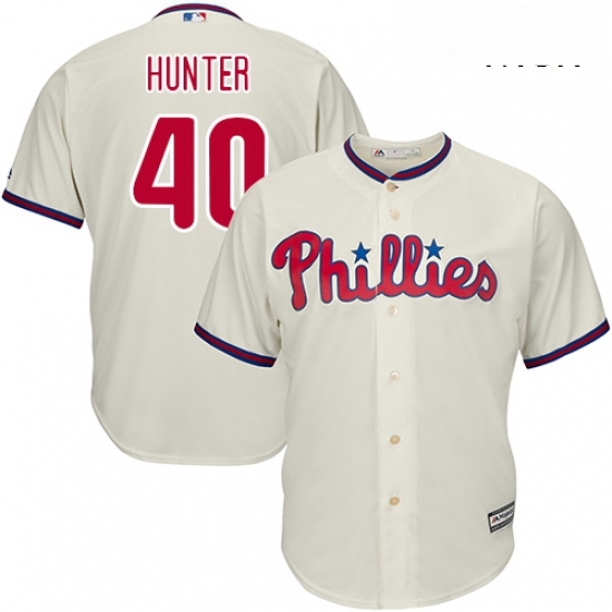 Mens Majestic Philadelphia Phillies 40 Tommy Hunter Replica Cream Alternate Cool Base MLB Jersey