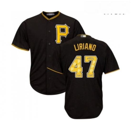 Mens Pittsburgh Pirates 47 Francisco Liriano Authentic Black Team Logo Fashion Cool Base Baseball Je