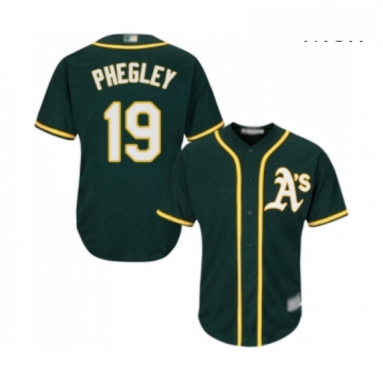 Mens Oakland Athletics 19 Josh Phegley Replica Green Alternate 1 Cool Base Baseball Jersey