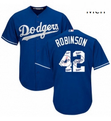 Mens Majestic Los Angeles Dodgers 42 Jackie Robinson Authentic Royal Blue Team Logo Fashion Cool Bas