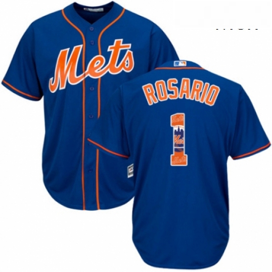 Mens Majestic New York Mets 1 Amed Rosario Authentic Royal Blue Team Logo Fashion Cool Base MLB Jers