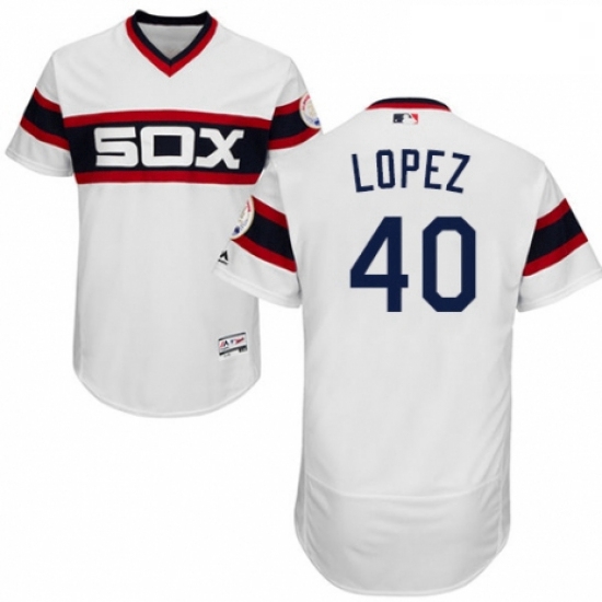 Mens Majestic Chicago White Sox 40 Reynaldo Lopez White Alternate Flex Base Authentic Collection MLB