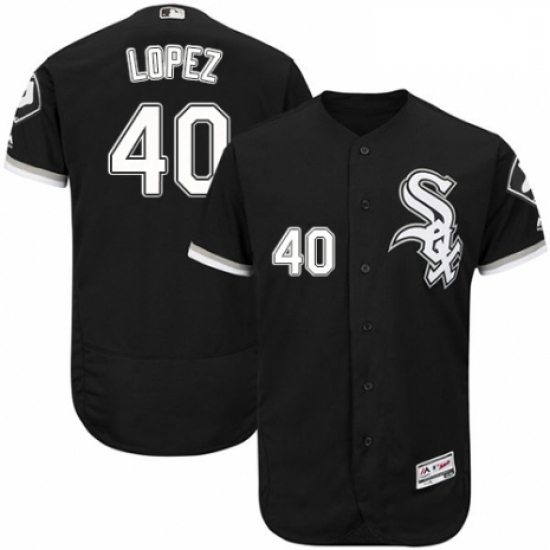 Mens Majestic Chicago White Sox 40 Reynaldo Lopez Black Alternate Flex Base Authentic Collection MLB