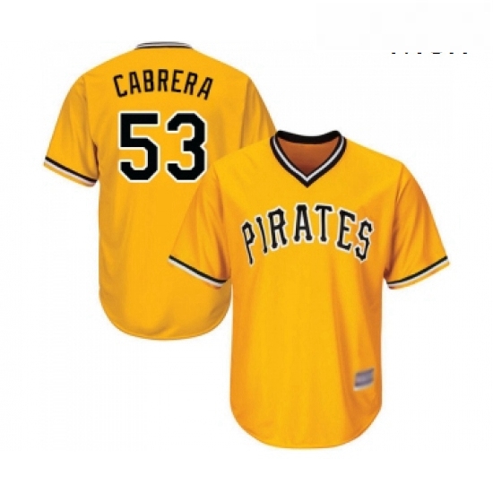 Mens Pittsburgh Pirates 53 Melky Cabrera Replica Gold Alternate Cool Base Baseball Jersey