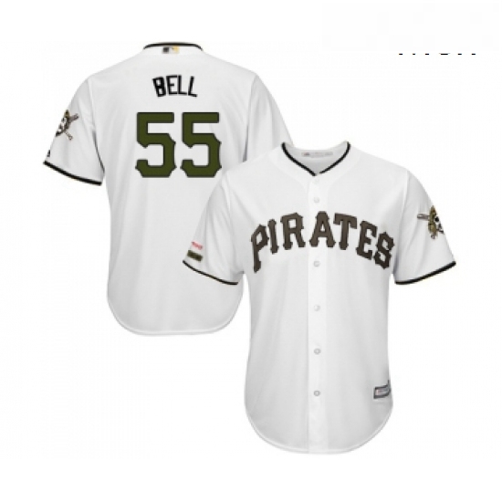 Mens Pittsburgh Pirates 55 Josh Bell Replica White Alternate Cool Base Baseball Jersey