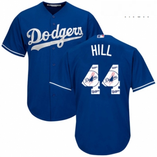 Mens Majestic Los Angeles Dodgers 44 Rich Hill Authentic Royal Blue Team Logo Fashion Cool Base MLB 