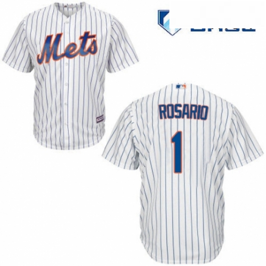 Mens Majestic New York Mets 1 Amed Rosario Replica White Home Cool Base MLB Jersey