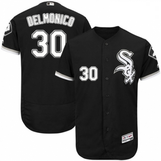 Mens Majestic Chicago White Sox 30 Nicky Delmonico Black Alternate Flex Base Authentic Collection ML