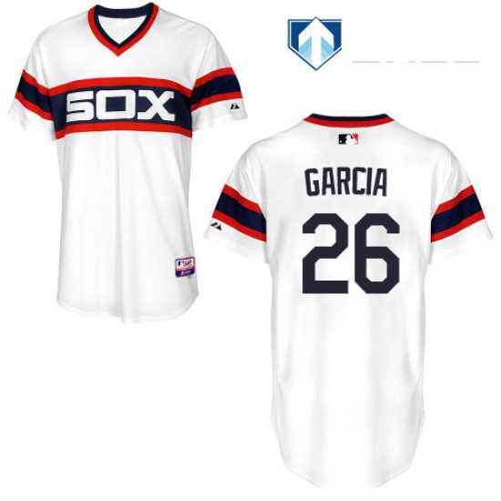 Mens Majestic Chicago White Sox 26 Avisail Garcia White Alternate Flex Base Authentic Collection MLB