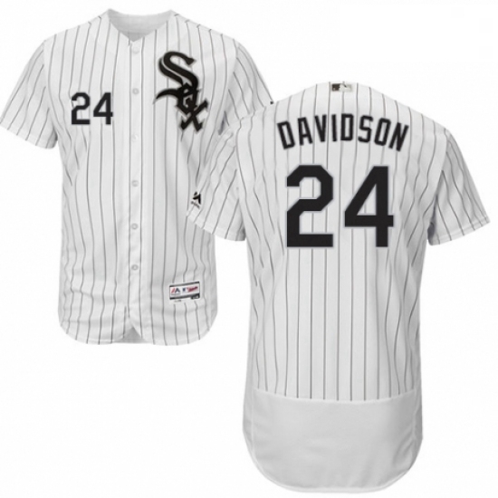 Mens Majestic Chicago White Sox 24 Matt Davidson White Home Flex Base Authentic Collection MLB Jerse