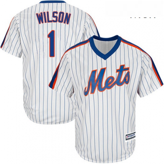 Mens Majestic New York Mets 1 Mookie Wilson Replica White Alternate Cool Base MLB Jersey