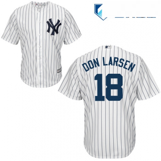 Mens Majestic New York Yankees 18 Don Larsen Replica White Home MLB Jersey