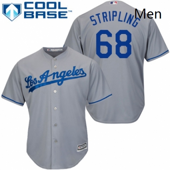 Mens Majestic Los Angeles Dodgers 68 Ross Stripling Replica Grey Road Cool Base MLB Jersey