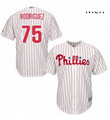 Mens Majestic Philadelphia Phillies 75 Francisco Rodriguez Replica WhiteRed Strip Home Cool Base MLB