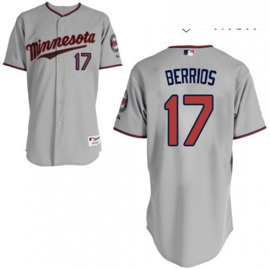 Mens Majestic Minnesota Twins 17 Jose Berrios Authentic Grey Road Cool Base MLB Jersey