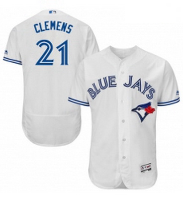 Mens Majestic Toronto Blue Jays 21 Roger Clemens White Home Flex Base Authentic Collection MLB Jerse