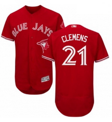 Mens Majestic Toronto Blue Jays 21 Roger Clemens Scarlet Flexbase Authentic Collection Alternate MLB