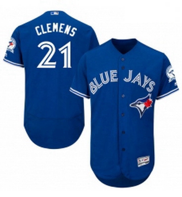 Mens Majestic Toronto Blue Jays 21 Roger Clemens Blue Alternate Flex Base Authentic Collection MLB J