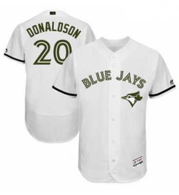 Mens Majestic Toronto Blue Jays 20 Josh Donaldson White Memorial Day Authentic Collection MLB Jersey