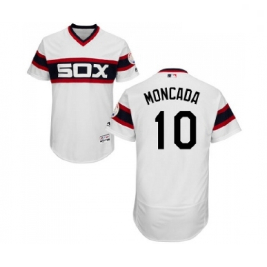 Mens Majestic Chicago White Sox 10 Yoan Moncada White Alternate Flex Base Authentic Collection MLB J