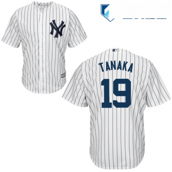 Mens Majestic New York Yankees 19 Masahiro Tanaka Replica White Home MLB Jersey