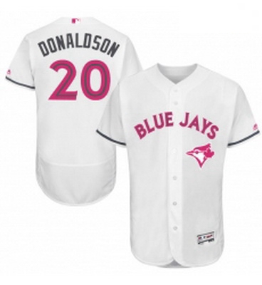 Mens Majestic Toronto Blue Jays 20 Josh Donaldson Authentic White 2016 Mothers Day Fashion Flex Base