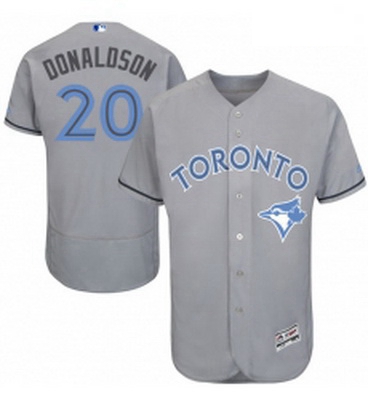 Mens Majestic Toronto Blue Jays 20 Josh Donaldson Authentic Gray 2016 Fathers Day Fashion Flex Base 