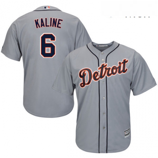 Mens Majestic Detroit Tigers 6 Al Kaline Replica Grey Road Cool Base MLB Jersey