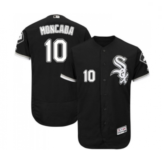 Mens Majestic Chicago White Sox 10 Yoan Moncada Black Alternate Flex Base Authentic Collection MLB J