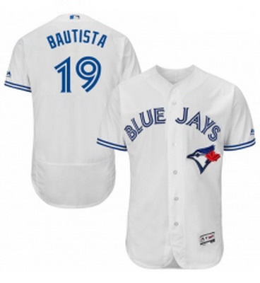 Mens Majestic Toronto Blue Jays 19 Jose Bautista White Home Flex Base Authentic Collection MLB Jerse