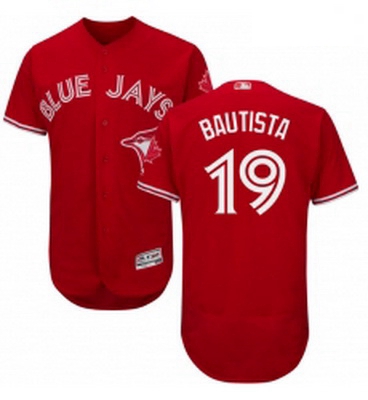 Mens Majestic Toronto Blue Jays 19 Jose Bautista Scarlet Flexbase Authentic Collection Alternate MLB