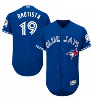 Mens Majestic Toronto Blue Jays 19 Jose Bautista Blue Alternate Flex Base Authentic Collection MLB J