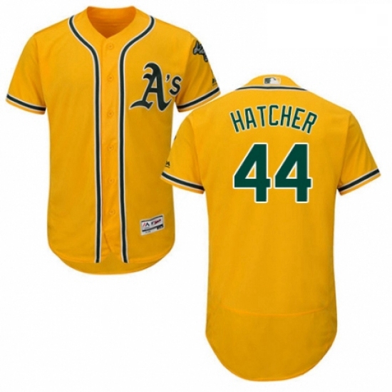 Mens Majestic Oakland Athletics 44 Chris Hatcher Gold Alternate Flex Base Authentic Collection MLB J