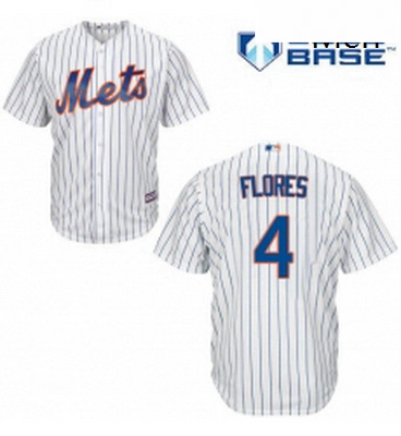 Mens Majestic New York Mets 4 Wilmer Flores Replica White Home Cool Base MLB Jersey