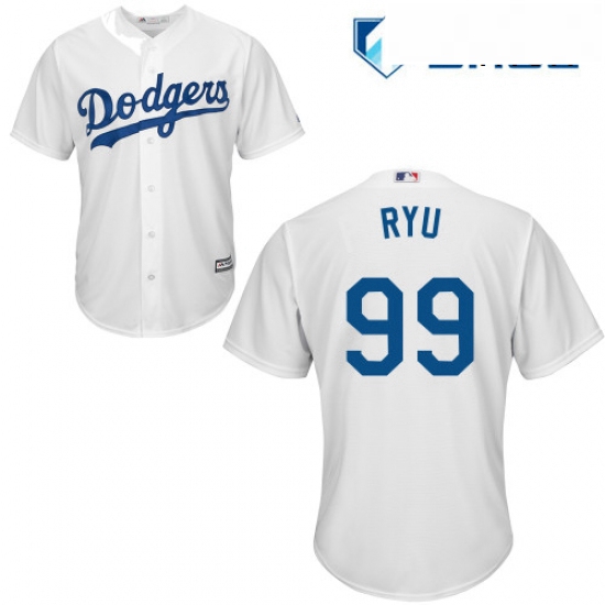 Mens Majestic Los Angeles Dodgers 99 Hyun Jin Ryu Replica White Home Cool Base MLB Jersey