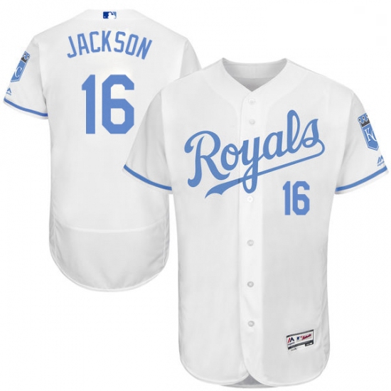 Mens Majestic Kansas City Royals 16 Bo Jackson Authentic White 2016 Fathers Day Fashion Flex Base ML