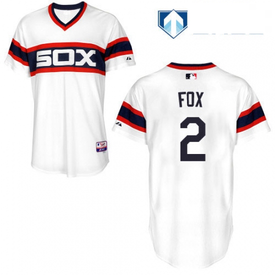 Mens Majestic Chicago White Sox 2 Nellie Fox White Alternate Flex Base Authentic Collection MLB Jers