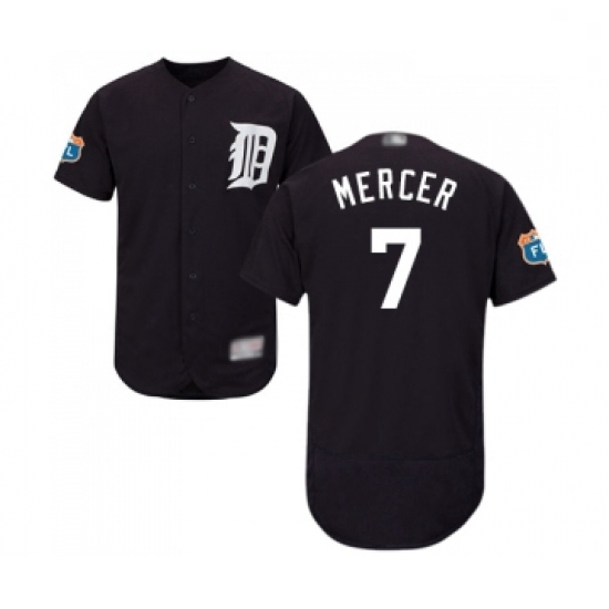 Mens Detroit Tigers 7 Jordy Mercer Navy Blue Alternate Flex Base Authentic Collection Baseball Jerse