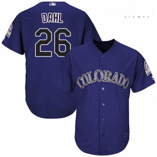 Mens Majestic Colorado Rockies 26 David Dahl Replica Purple Alternate 1 Cool Base MLB Jersey