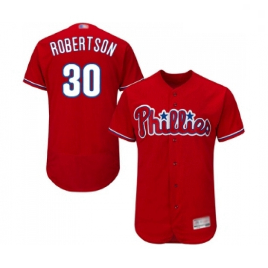 Mens Philadelphia Phillies 30 David Robertson Red Alternate Flex Base Authentic Collection Baseball 