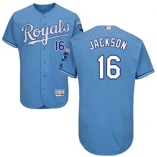 Mens Majestic Kansas City Royals 16 Bo Jackson Light Blue Alternate Flex Base Authentic Collection M