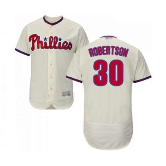 Mens Philadelphia Phillies 30 David Robertson Cream Alternate Flex Base Authentic Collection MLB Jer