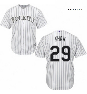 Mens Majestic Colorado Rockies 29 Bryan Shaw Replica White Home Cool Base MLB Jersey