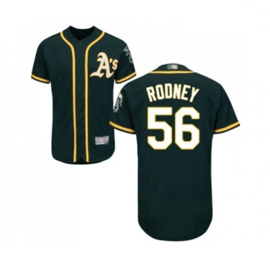 Mens Oakland Athletics 56 Fernando Rodney Green Alternate Flex Base Authentic Collection Baseball Je