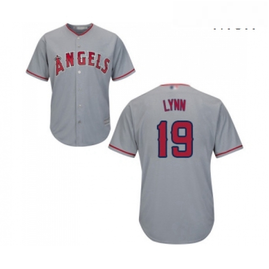 Mens Los Angeles Angels of Anaheim 19 Fred Lynn Replica Grey Road Cool Base Baseball Jersey