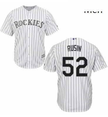 Mens Majestic Colorado Rockies 52 Chris Rusin Replica White Home Cool Base MLB Jersey