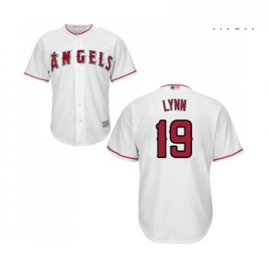 Mens Los Angeles Angels of Anaheim 19 Fred Lynn Replica White Home Cool Base Baseball Jersey