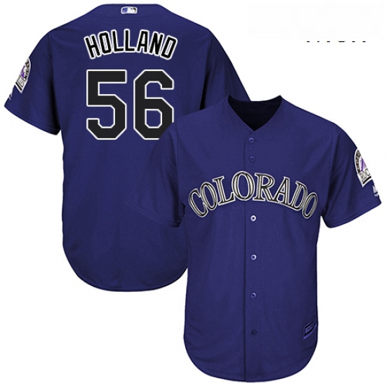 Mens Majestic Colorado Rockies 56 Greg Holland Replica Purple Alternate 1 Cool Base MLB Jersey