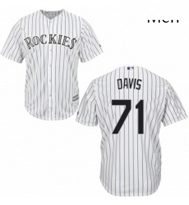 Mens Majestic Colorado Rockies 71 Wade Davis Replica White Home Cool Base MLB Jersey