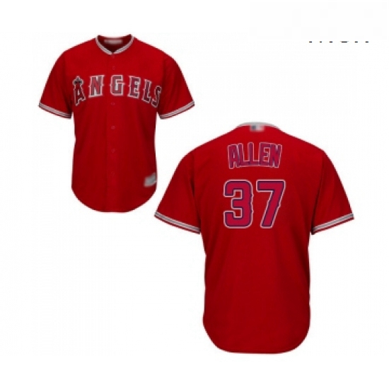 Mens Los Angeles Angels of Anaheim 37 Cody Allen Replica Red Alternate Cool Base Baseball Jersey